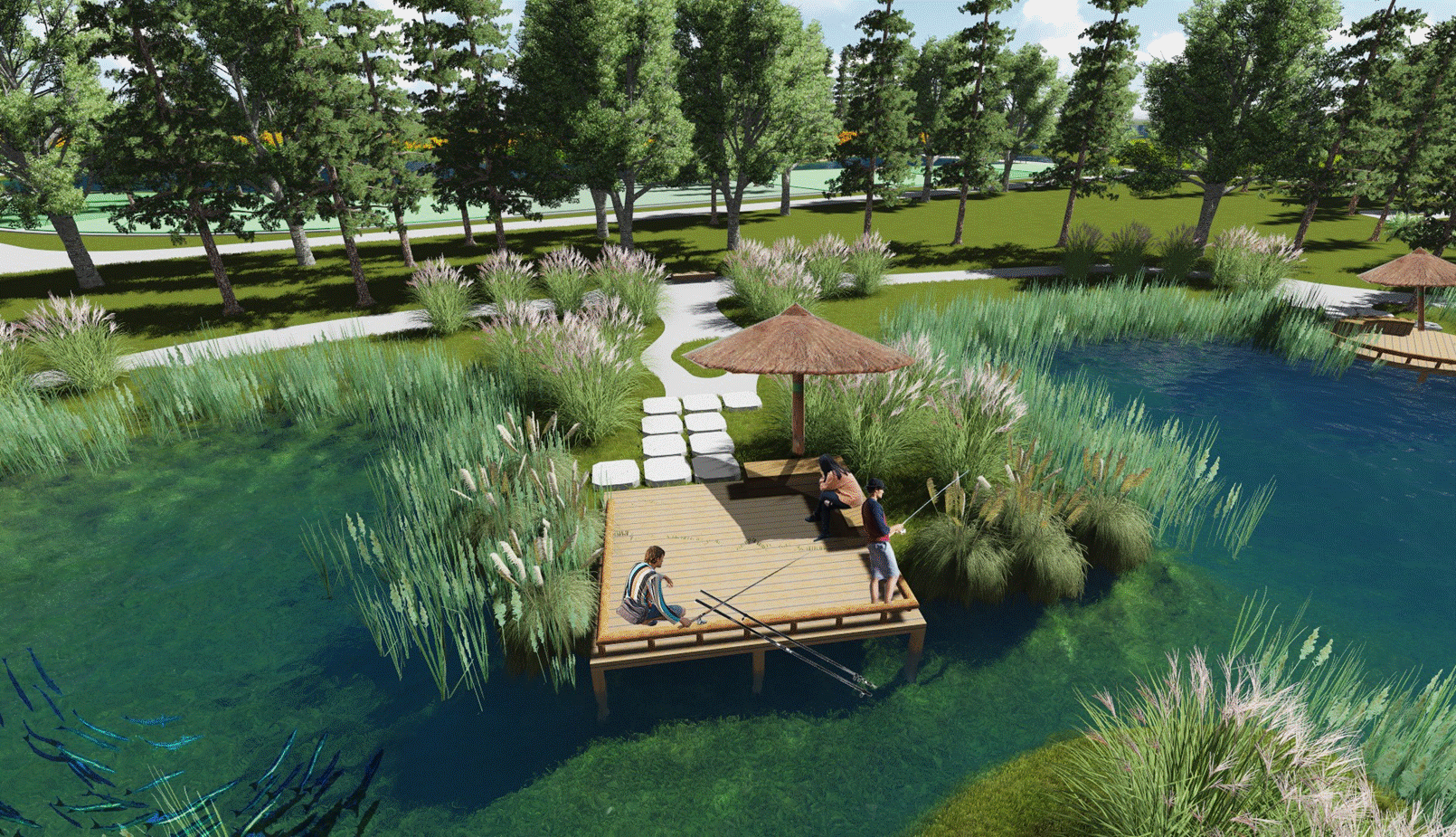 农村池塘改造设计图,水塘景观图,池塘景观效果图_大山谷图库
